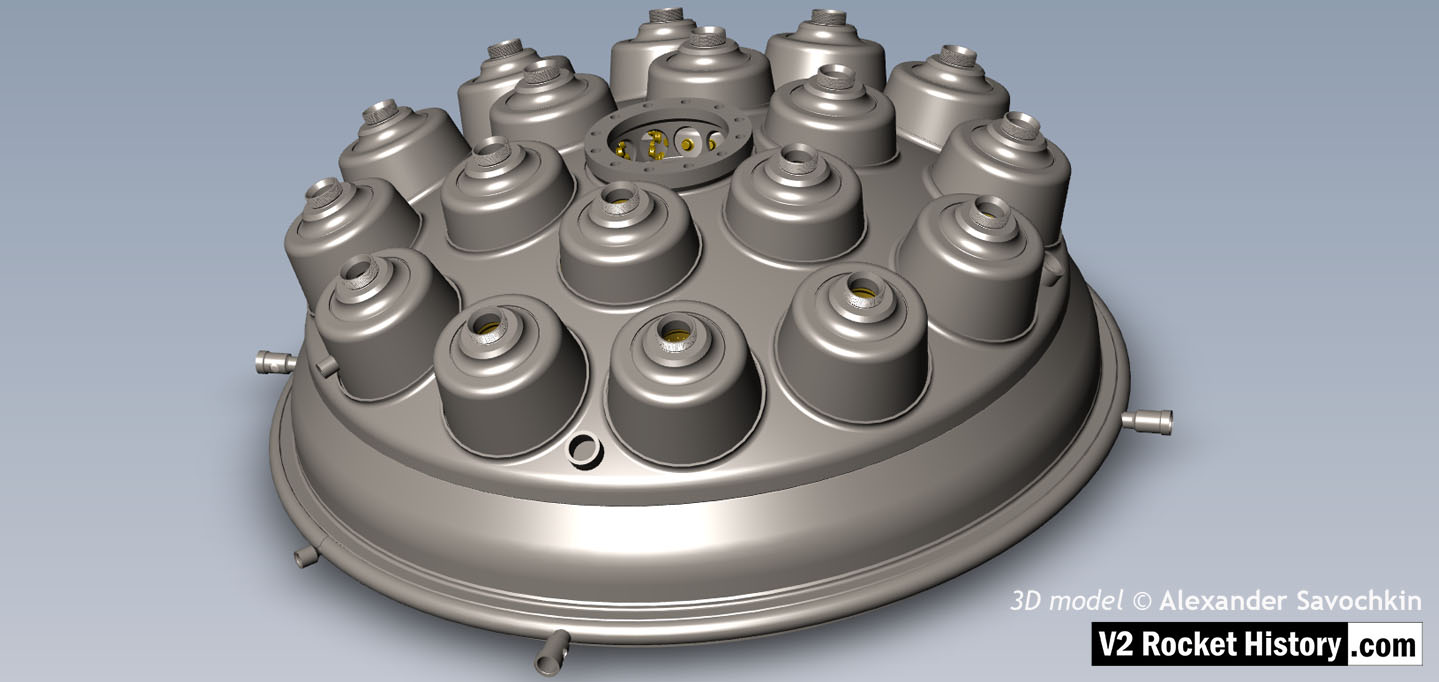 25-ton thrust 18-pot injector head: Top 1