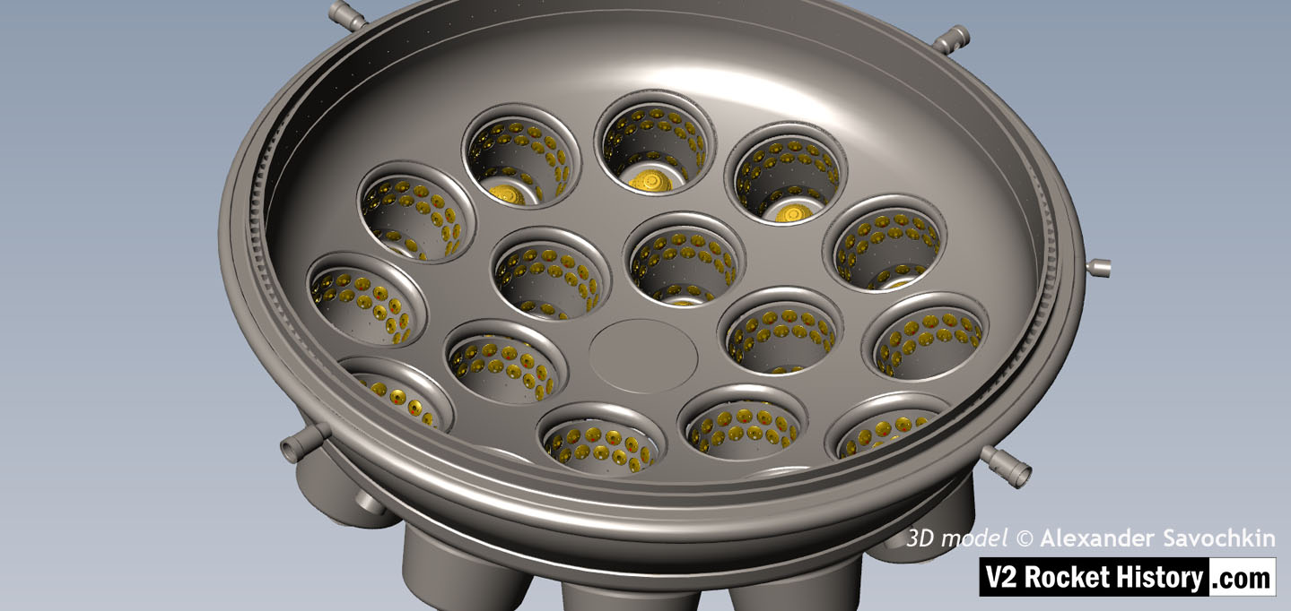 V2 rocket engine injector head underside