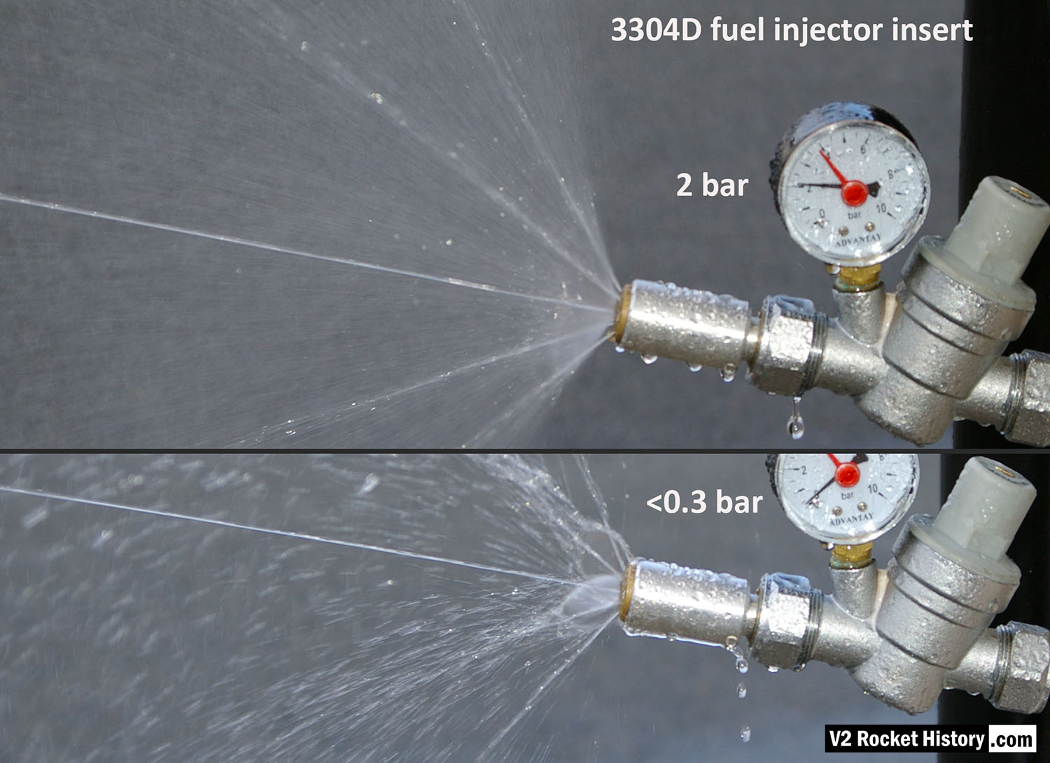 Fuel injector 3304D water test comparison 