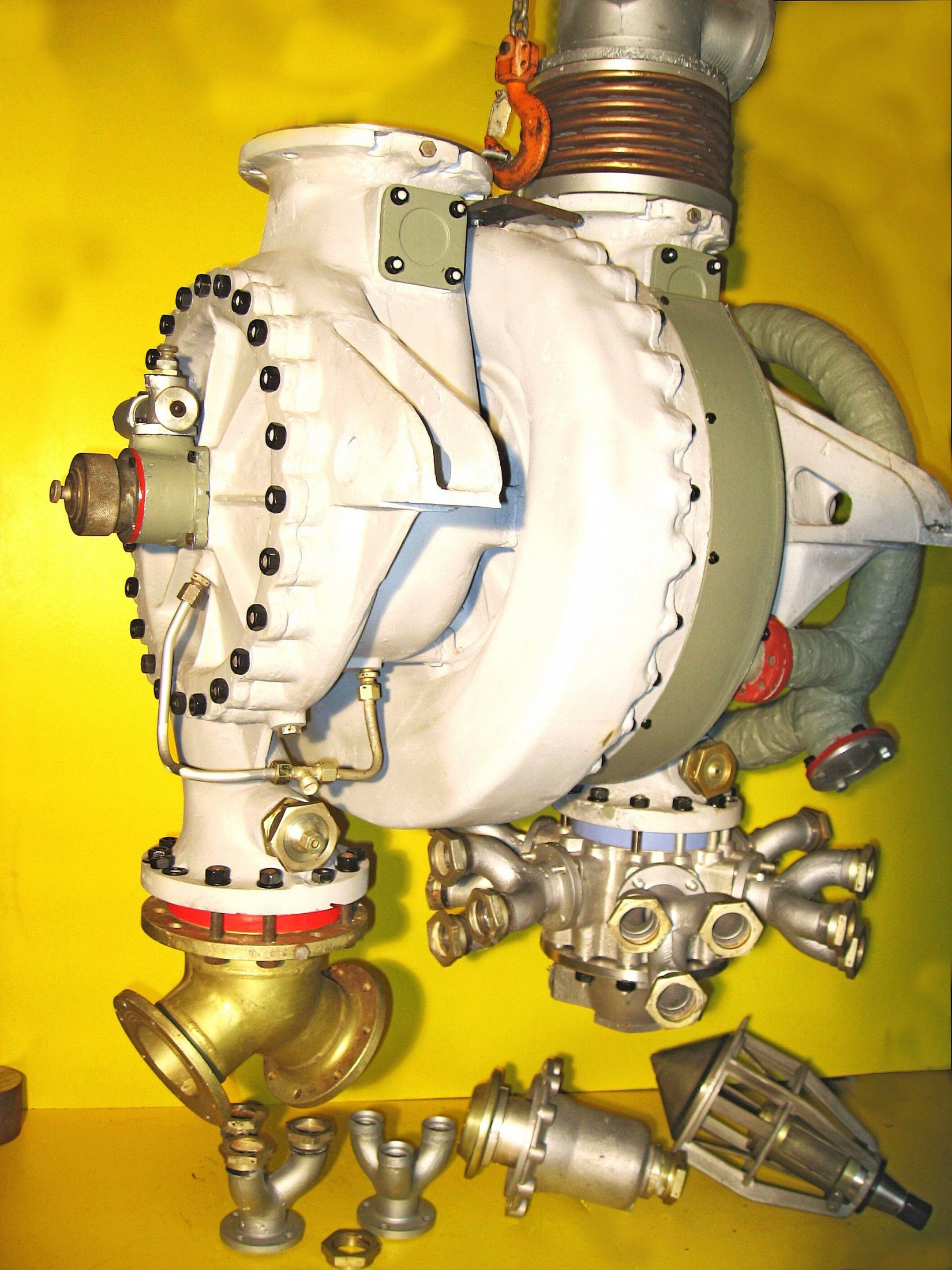 A4-V2 Turbo-pump showing outlet flow modification chokes. ©THBC