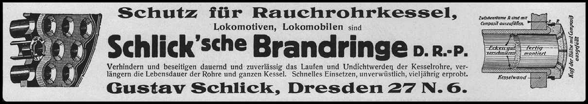 Industrial magazine advert for Gustav Schlick 1918