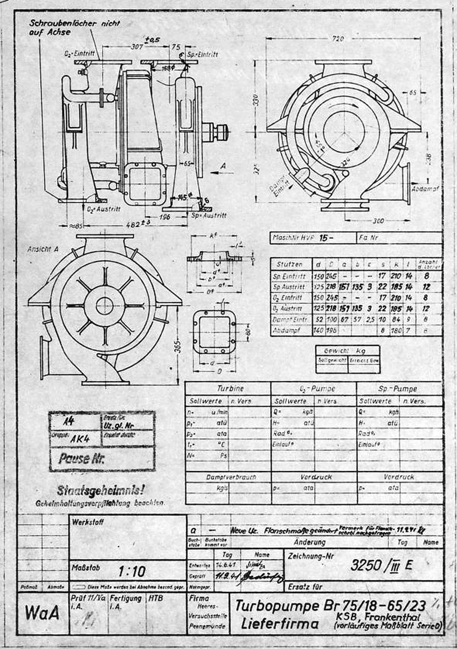 Turbopump Lieferfirma KSB, Frankenthal (vorläufiges Maßblatt Serie 0)