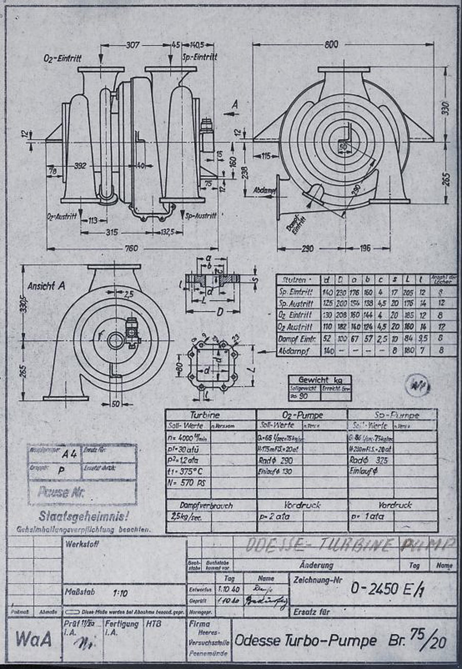 KLEIN SCHANZLIN ODDESSE V2 rocket turbo pump