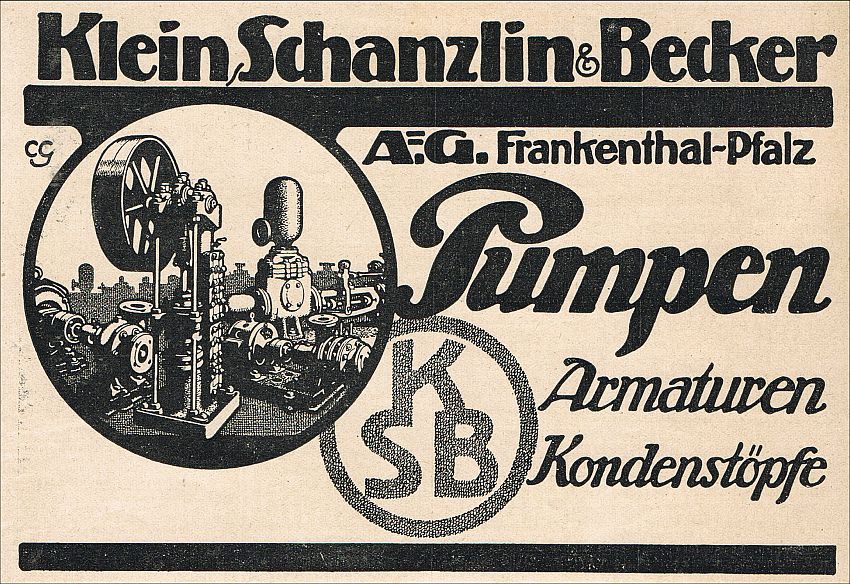 1930s Trade advert for Klein Schanzlin & Becker 