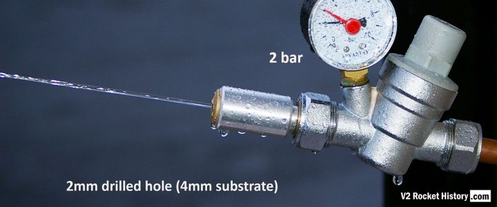 Water jet from plain 2mm feed hole