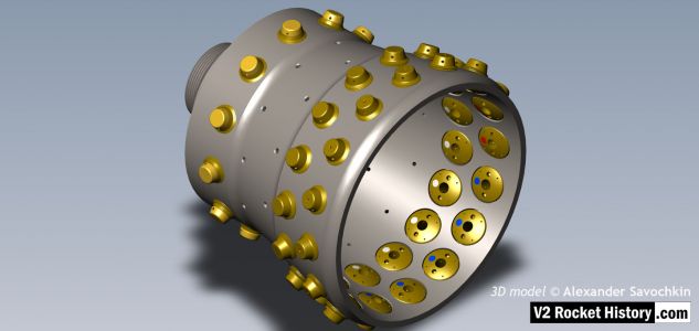 V2 rocket engine fuel injector positions