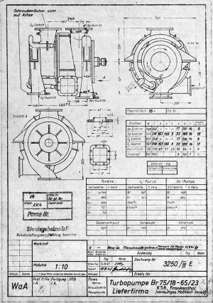 Turbopump Lieferfirma KSB, Frankenthal (vorläufiges Maßblatt Serie 0)